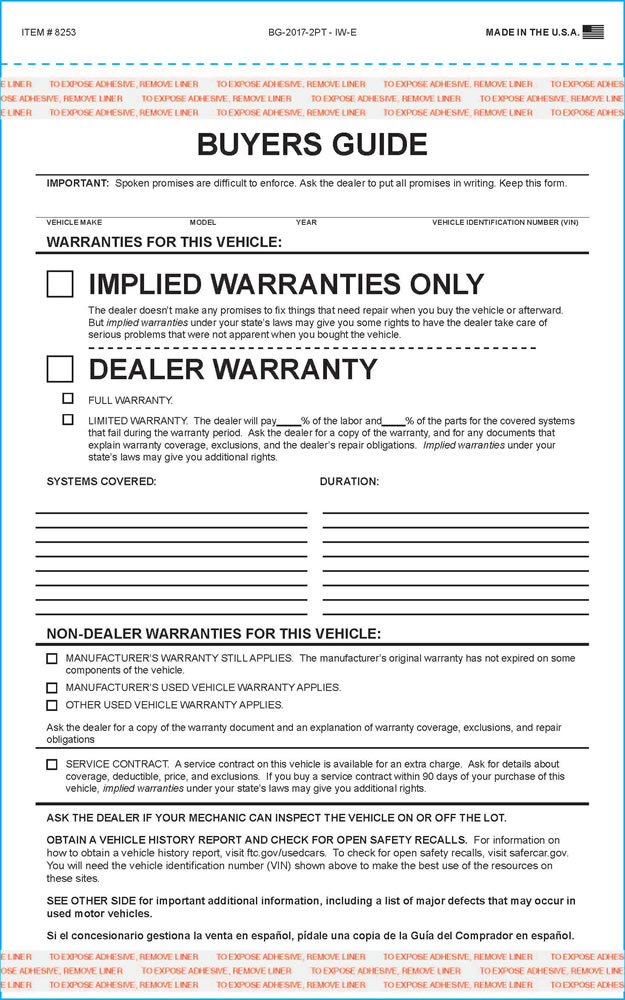 Buyers Guide Implied Warranty