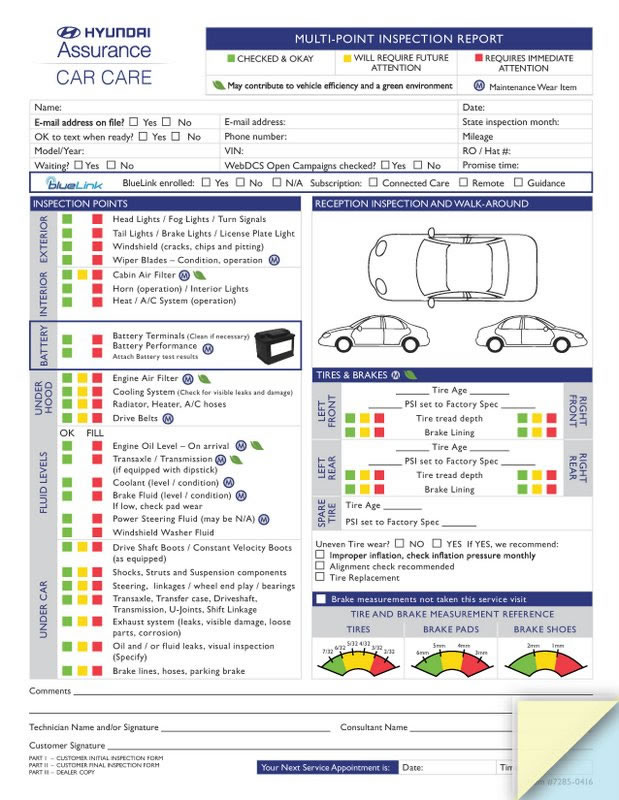 Hyundai Multi-Point Inspection Form
