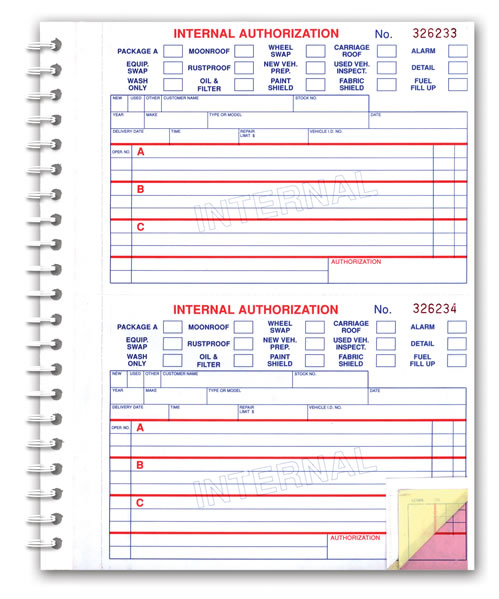 Automotive Internal Authorization Book