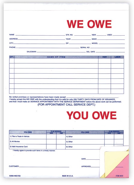 Combined We Owe - You Owe Forms