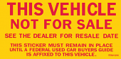 Vehicle Not For Sale Decal Stickers